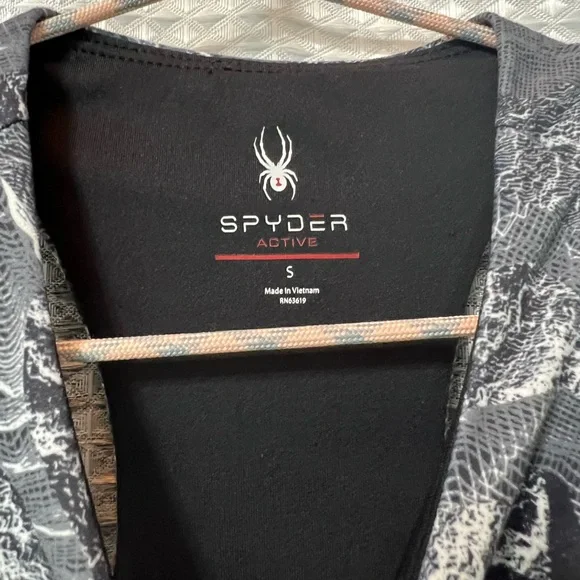 Spyder Womens High Neckline Gray White Marble Sports Bra - Picture 3 of 5